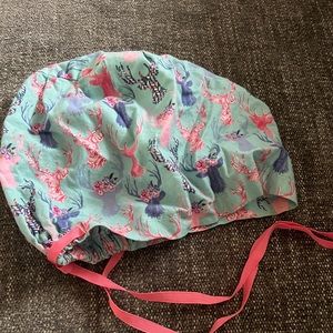 EUC floral deer scrub cap